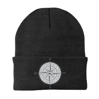 Compass Camping Embroidered Beanie